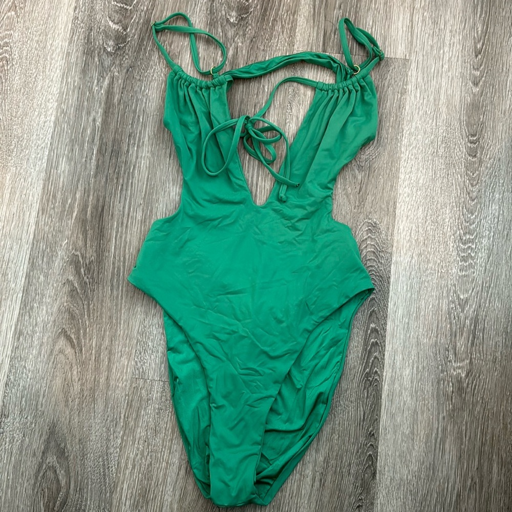 We wore what Green cut out bikini worn twice